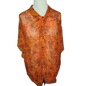 Revue Plus Size 3X Sheer Button Down Shirt